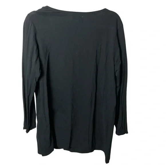 Denim & Supply Ralph Lauren Black Scoop Neck 3/4 Sleeve Embellished Blouse - Picture 3 of 7